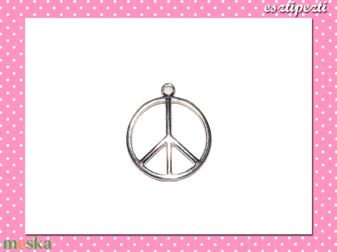 2 db Peace jel 24 mm-es ezüst színű - kellékek & szerszámok - gyöngyfűzés kellékek - egyéb alkatrész - Meska.hu