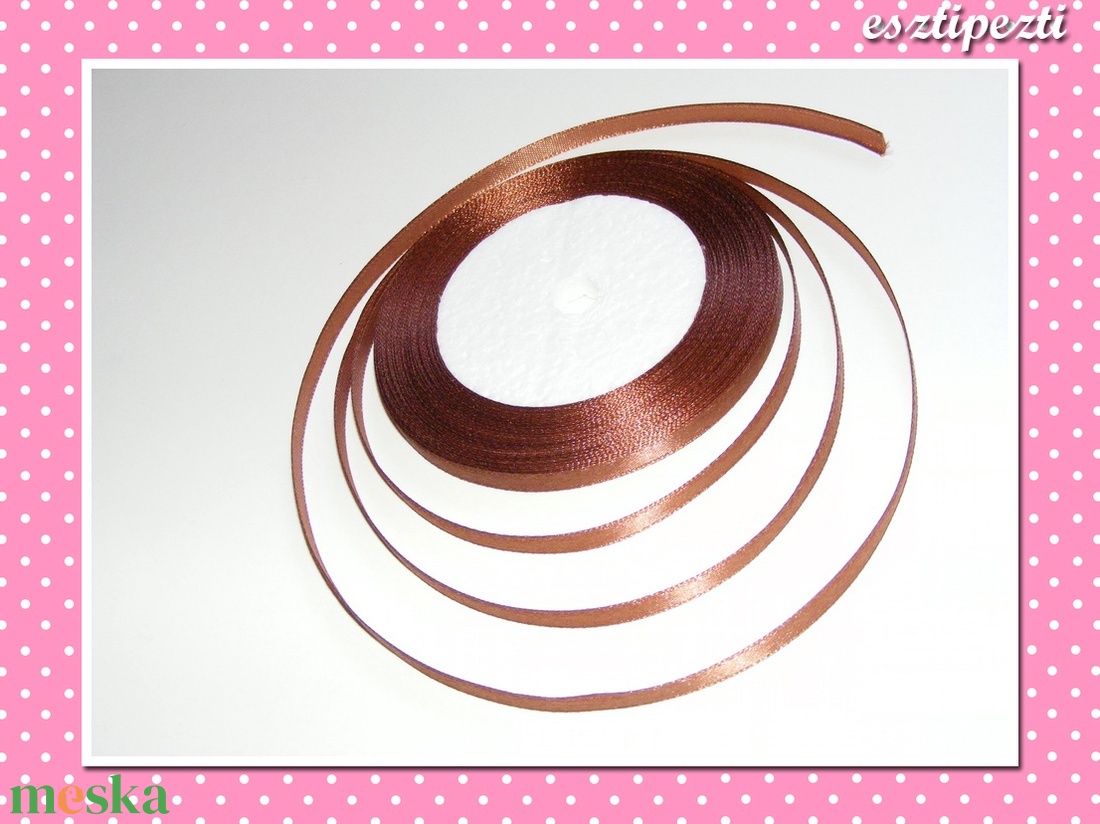 10 méter Szatén szalag 6 mm bronz - kellékek & szerszámok - csomagolóanyag - Meska.hu