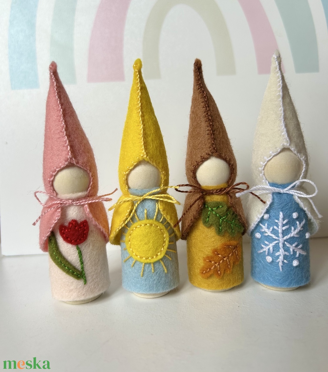 Waldorf évszakmanók, négy évszak, pegdolls - baba - mama - baba játékok - waldorf játékok - Meska.hu
