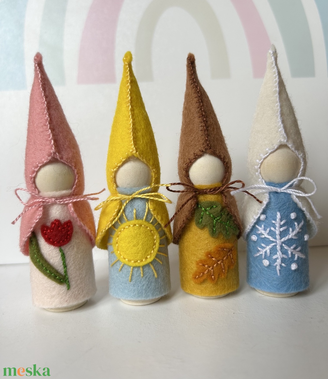 Waldorf évszakmanók, négy évszak, pegdolls - baba - mama - baba játékok - waldorf játékok - Meska.hu