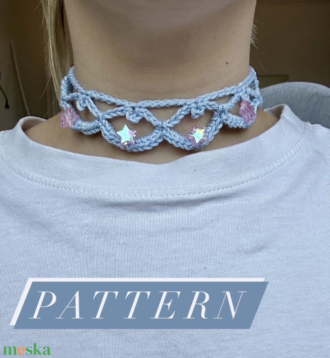 I'm just a girl horgolt choker minta (PDF fájl) - diy (csináld magad) - szabásminta, útmutató - Meska.hu