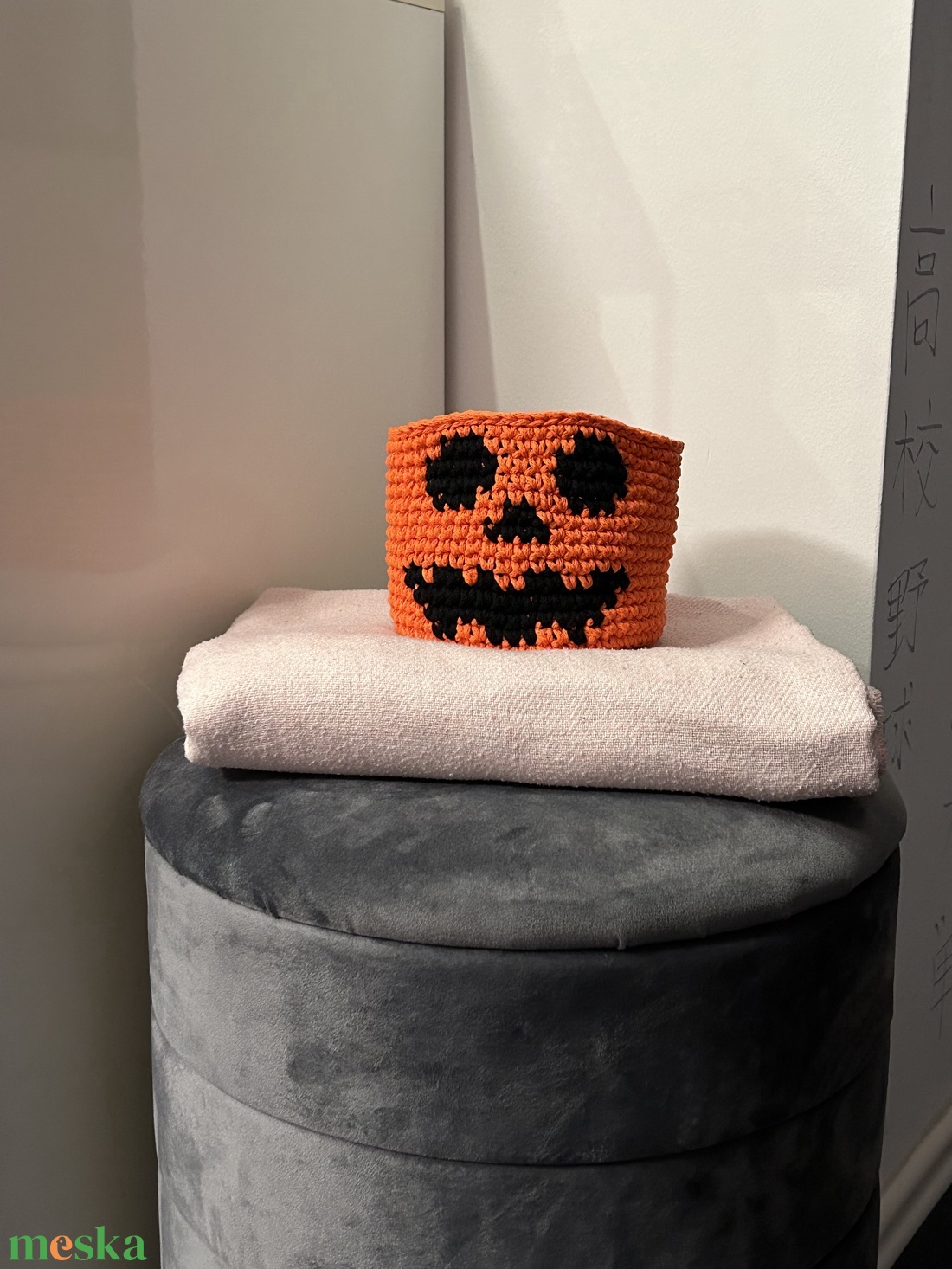 Töklámpás horgolt kosár - Halloween-i dekoráció - otthon & életmód - dekoráció - halloween - halloweeni dekoráció - Meska.hu