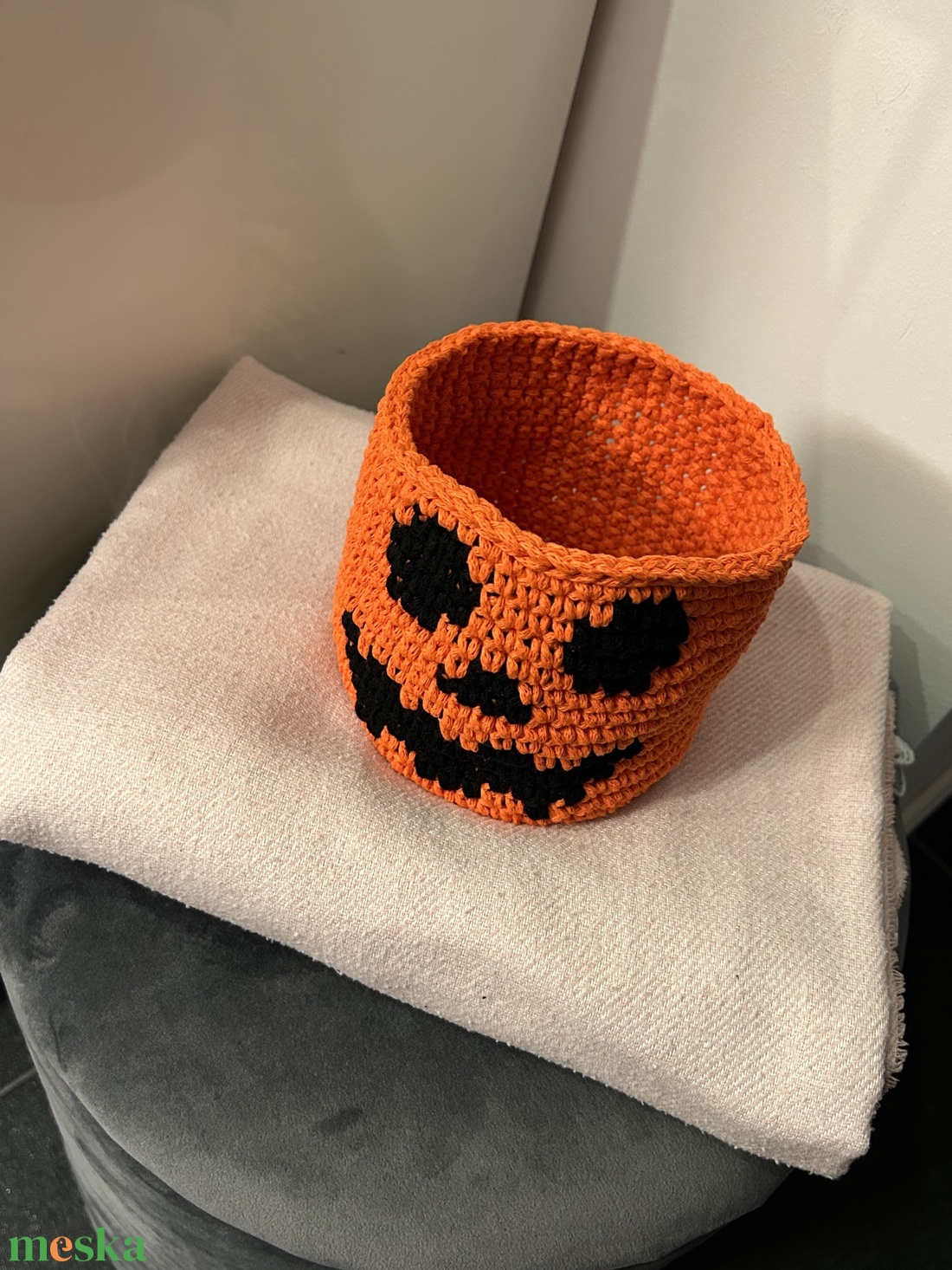 Töklámpás horgolt kosár - Halloween-i dekoráció - otthon & életmód - dekoráció - halloween - halloweeni dekoráció - Meska.hu