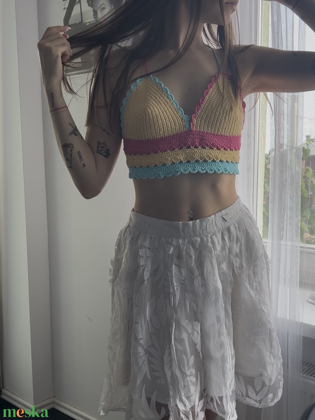 Horgolt crop top pamut és akril keverékéből fűzős hátmegoldással, egyedi kézműves darab - ruha & divat - női ruha - top - Meska.hu Horgolt crop top pamut és akril keverékéből fűzős hátmegoldással, egyedi kézműves darab - ruha & divat - női ruha - top - Meska.hu