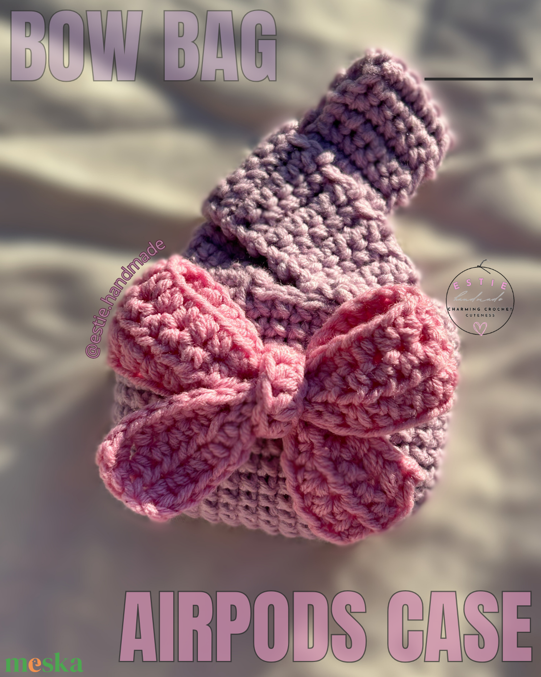 Horgolt Masnis AirPods Pro Tok - Egyedi Színkombinációban Is! - Kézműves Handmade minitáska táskadísz - táska & tok - pénztárca & más tok - fülhallgató tok  - Meska.hu