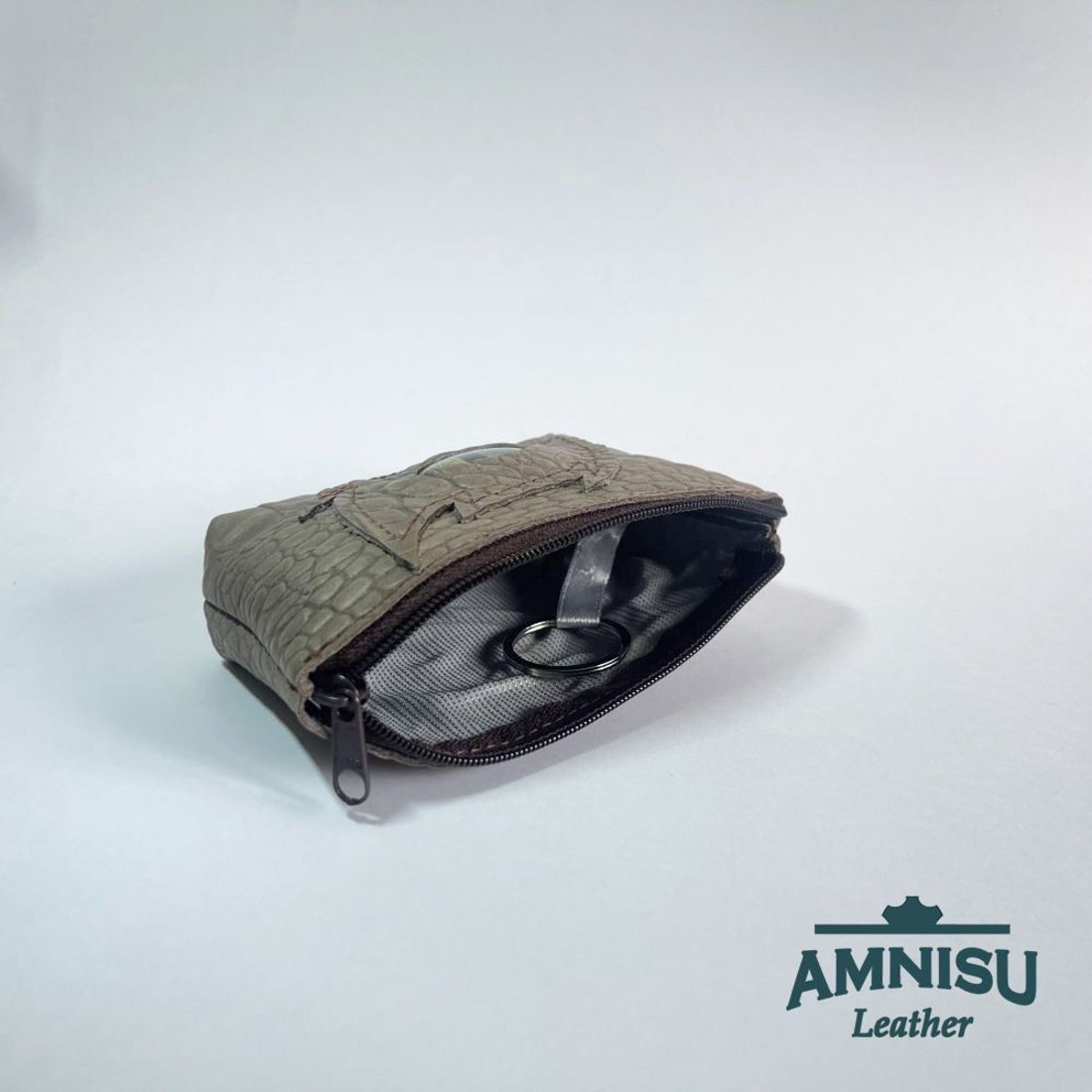 Barna krokkómintás egy cipzáras kulcstartó sárkány szemmel F9008 - táska & tok - kulcstartó & táskadísz - kulcstartó - Meska.hu