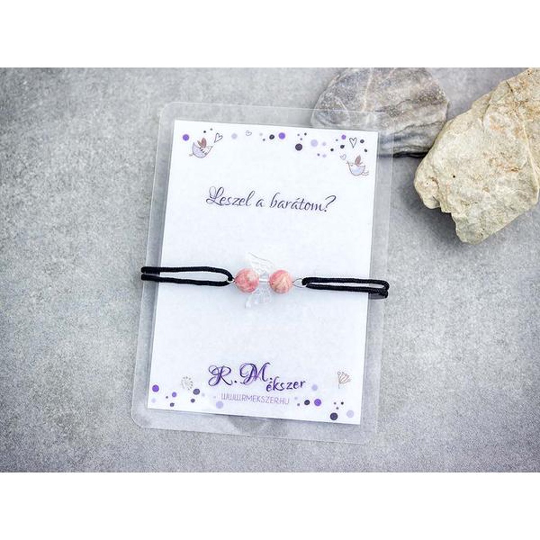 Leszel a barátom rodokrozit angyal karkötő - ékszer - karkötő - gyöngyös karkötő - Meska.hu