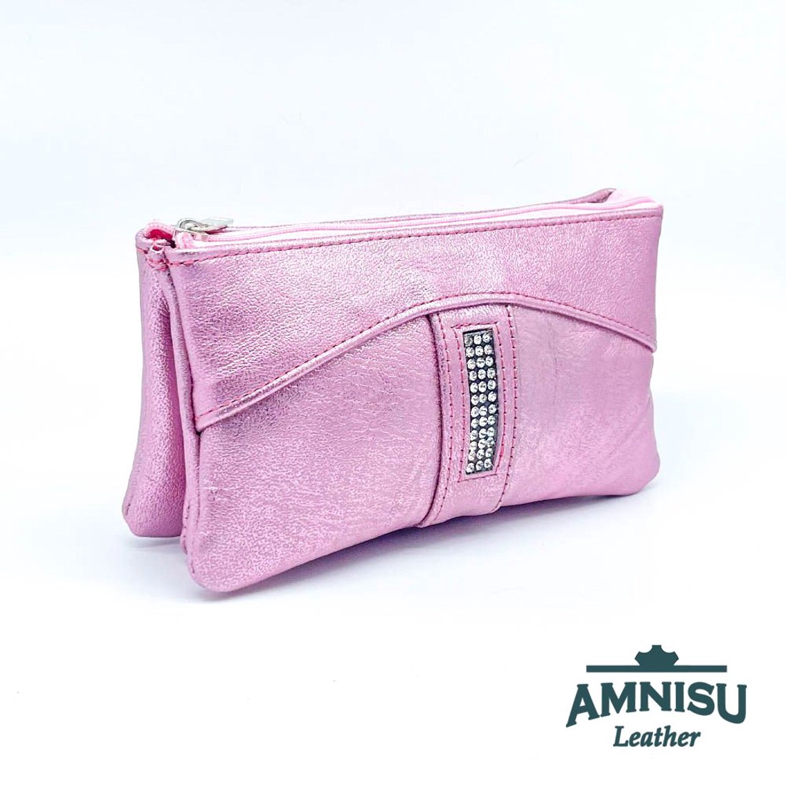 Metál rózsaszín egyenes kristály köves női pénztárca G4001 - táska & tok - pénztárca & más tok - pénztárca - női pénztárca - Meska.hu