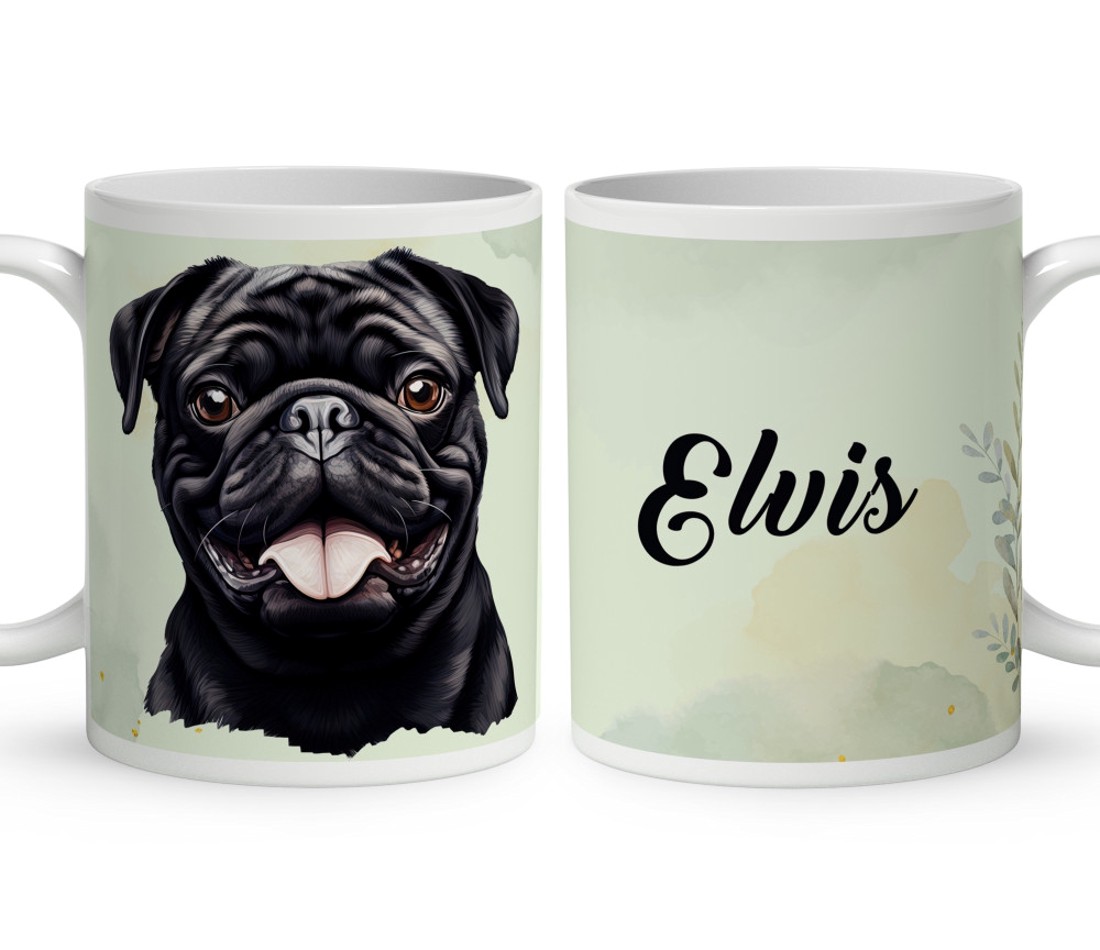 Névvel kérhető - Fekete mopsz portré mintás bögre - otthon & életmód - konyhafelszerelés, tálalás - tálalás - bögre & csésze - Meska.hu