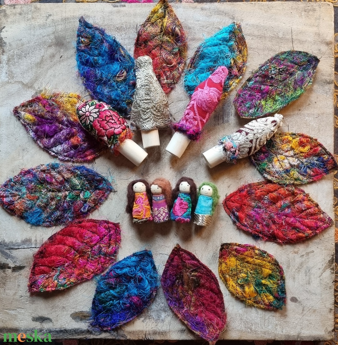 Csak mi  négyen, az erdőben- az ősz szineivel - játék & sport - készségfejlesztő és logikai játék - montessori szivárvány, waldorf játékok - Meska.hu