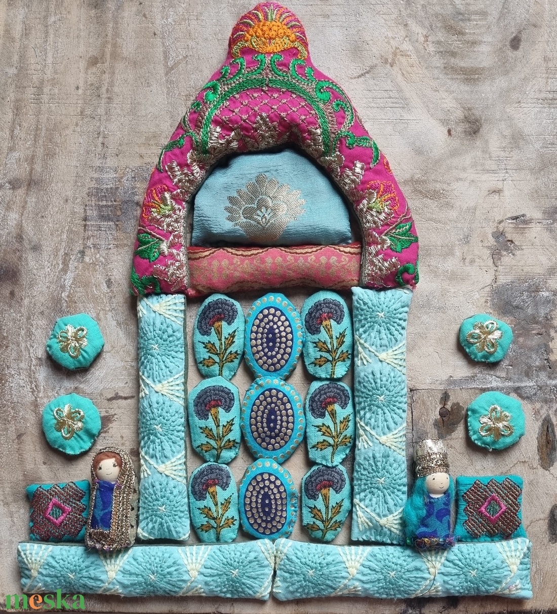 Türkiz birodalom -textilkirakó gyerekeknek( 22db+2db baba) - baba - mama - baba játékok - waldorf játékok - Meska.hu