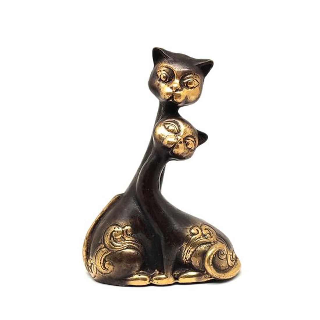 Réz figura macska pár óarany 11x8cm - otthon & életmód - dekoráció - dísztárgy - Meska.hu