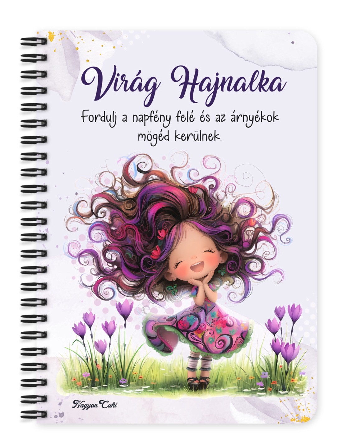 Személyre szabható - Bájos krókusz virágos tündér mintás A6-os füzet - otthon & életmód - papír, írószer - jegyzetfüzet & napló - Meska.hu