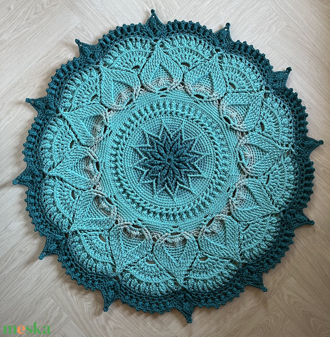 Kék színátmenetes horgolt szőnyeg - otthon & életmód - lakástextil - szőnyeg - horgolt szőnyeg - Meska.hu