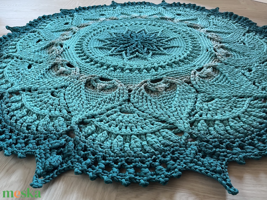 Kék színátmenetes horgolt szőnyeg - otthon & életmód - lakástextil - szőnyeg - horgolt szőnyeg - Meska.hu