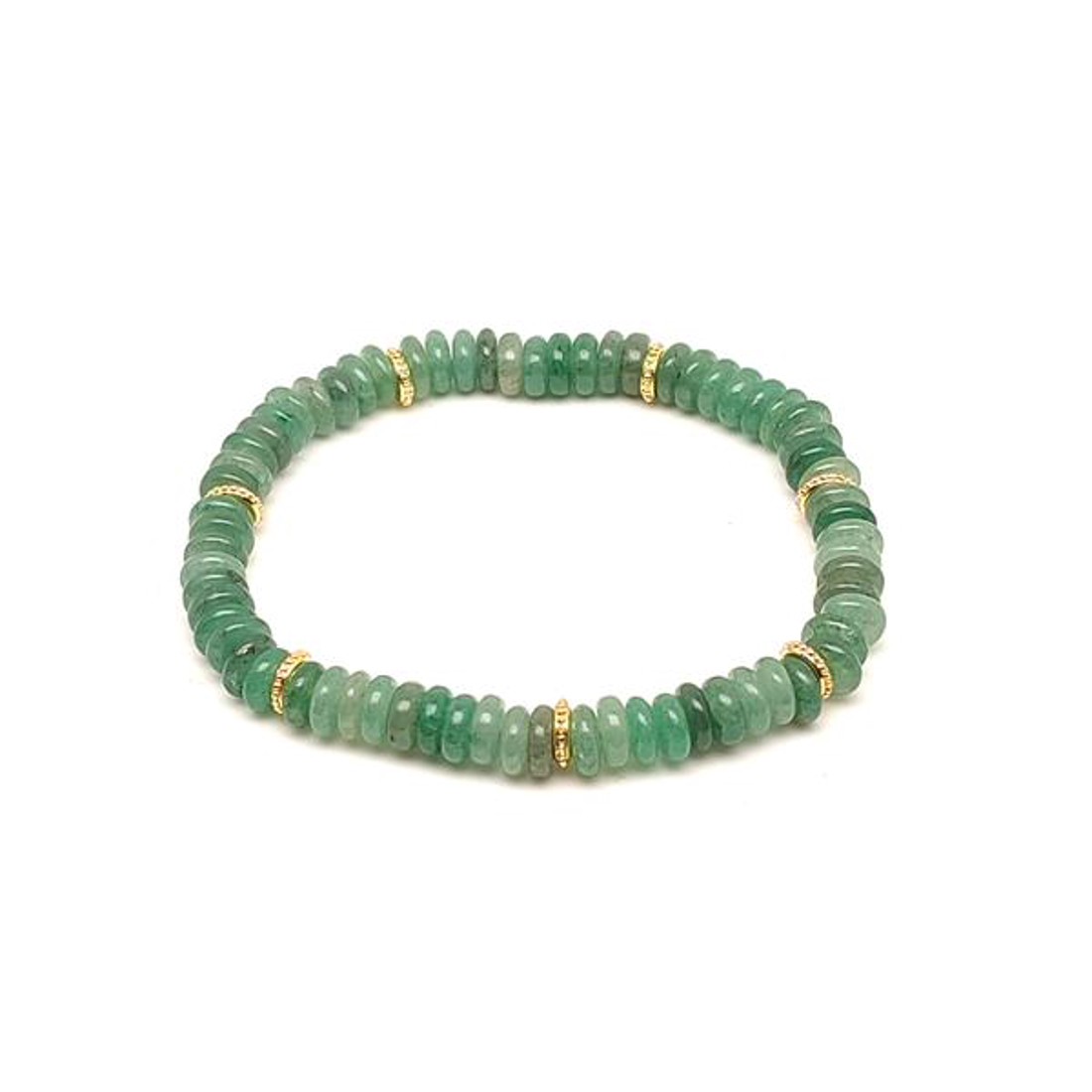 Aventurin zöld korong karkötő köztessel 6x2mm - ékszer - karkötő - ásványkarkötő - Meska.hu