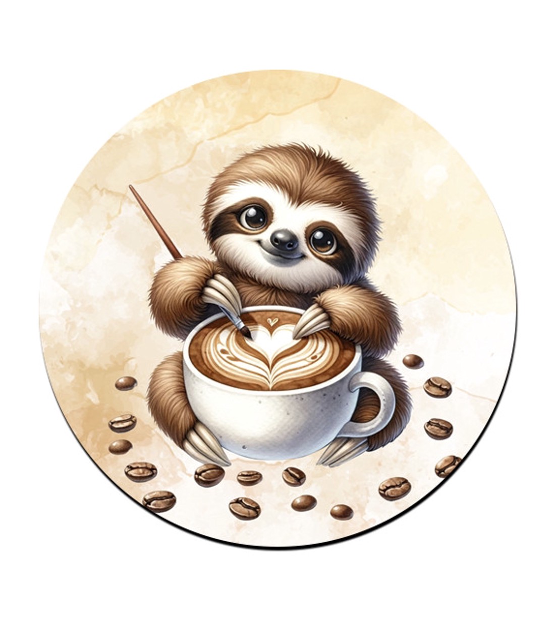 Kávés lajhár és a szíves cappucino bögre alátét -  - Meska.hu