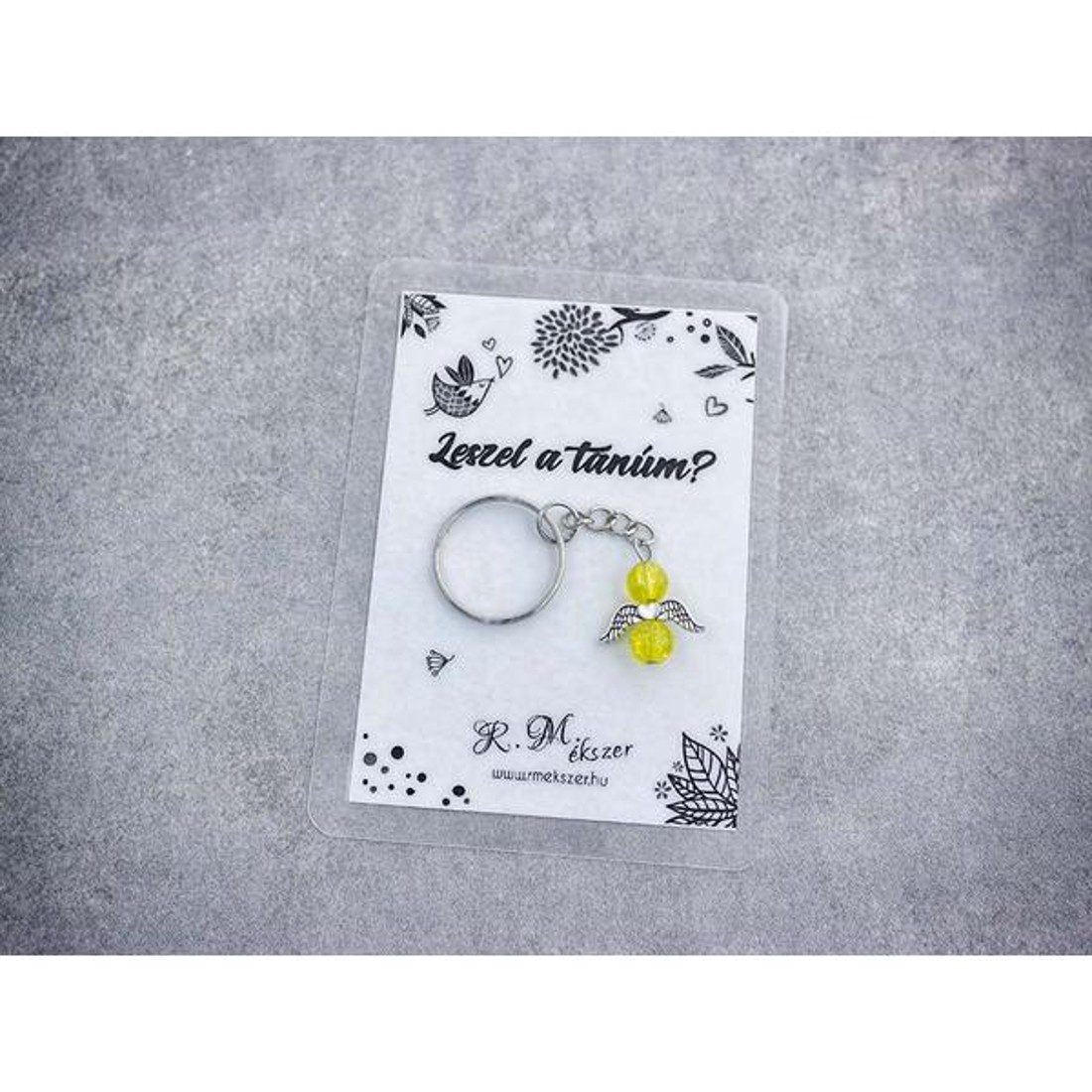 Leszel a tanúm sárga angyal medálos kulcstartó - esküvő - meghívó & kártya - tanú felkérő - Meska.hu