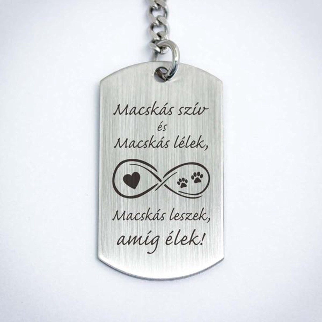 Macskás szív acél medálos kulcstartó - táska & tok - kulcstartó & táskadísz - kulcstartó - Meska.hu