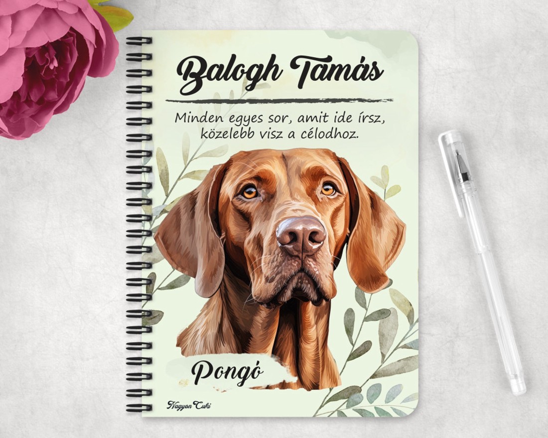 Személyre szabható - Magyar vizsla portré mintás A5-ös füzet - otthon & életmód - papír, írószer - jegyzetfüzet & napló - Meska.hu