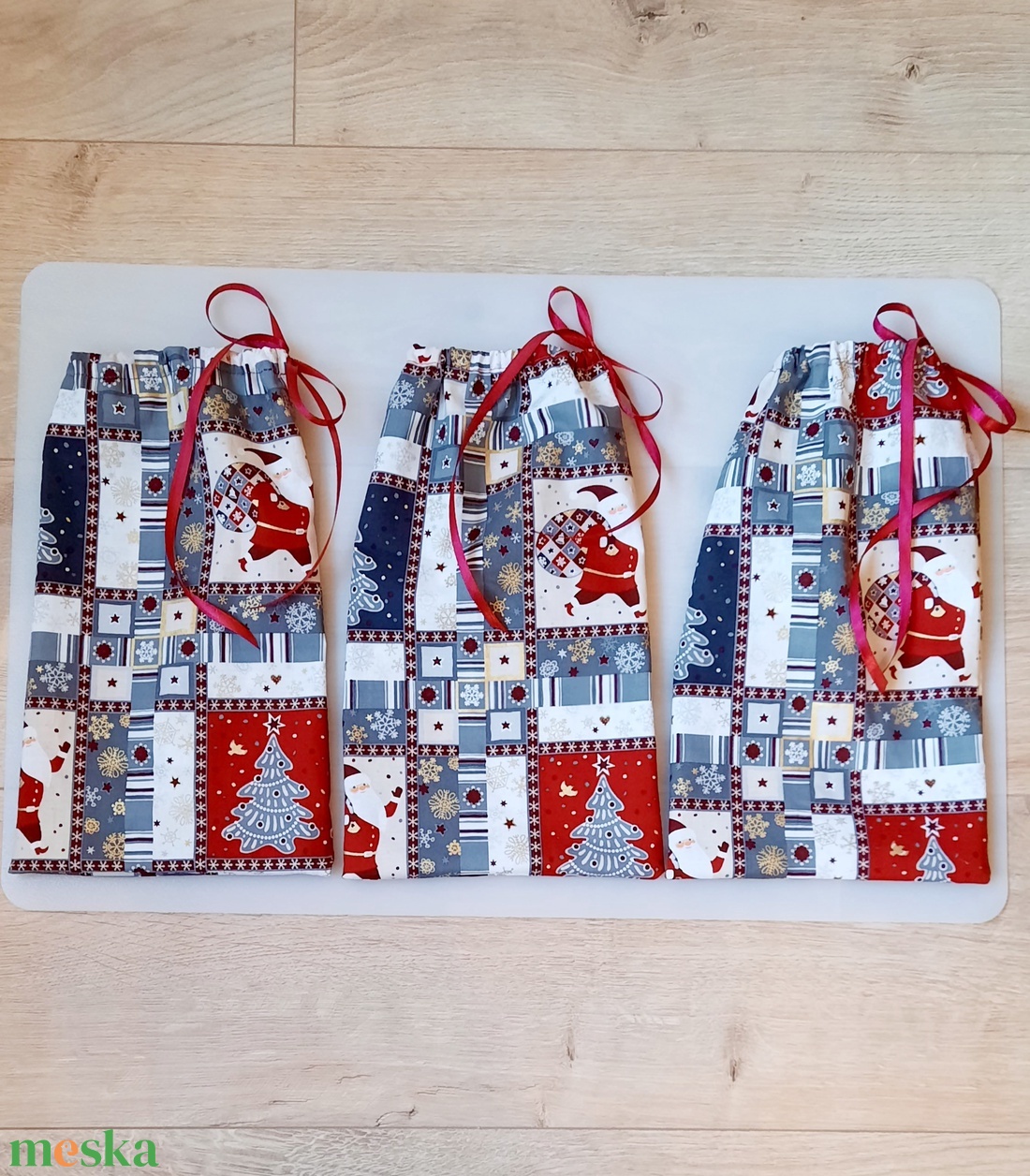 Mikulás zsák - Textil ajándéktasak - karácsony - mikulás - mikulás zsák - Meska.hu