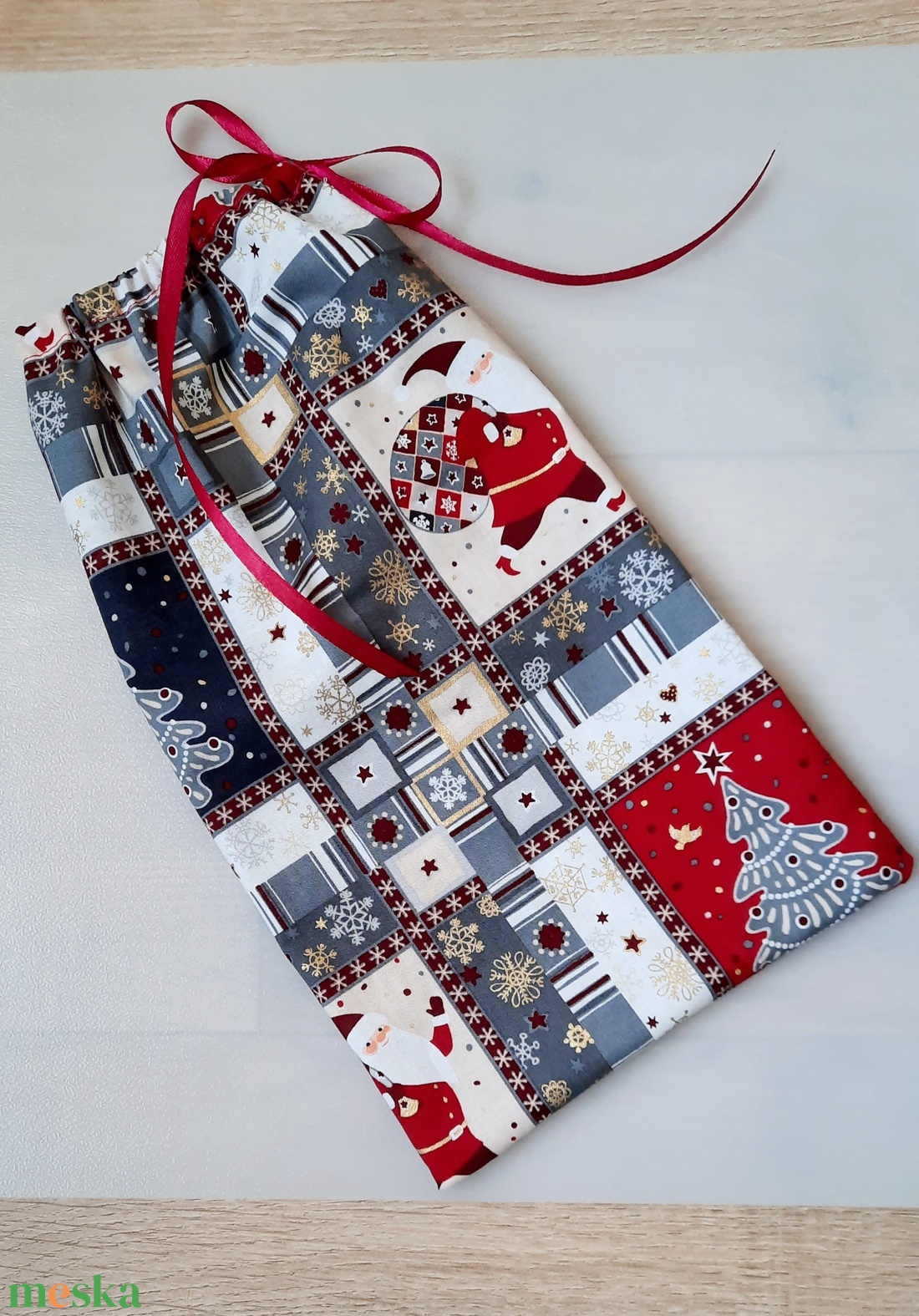 Mikulás zsák - Textil ajándéktasak - karácsony - mikulás - mikulás zsák - Meska.hu