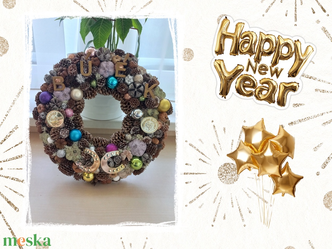 Boldog Új Évet kopogtató  - otthon & életmód - dekoráció - ajtó- és ablak dekoráció - ajtódísz & kopogtató - Meska.hu