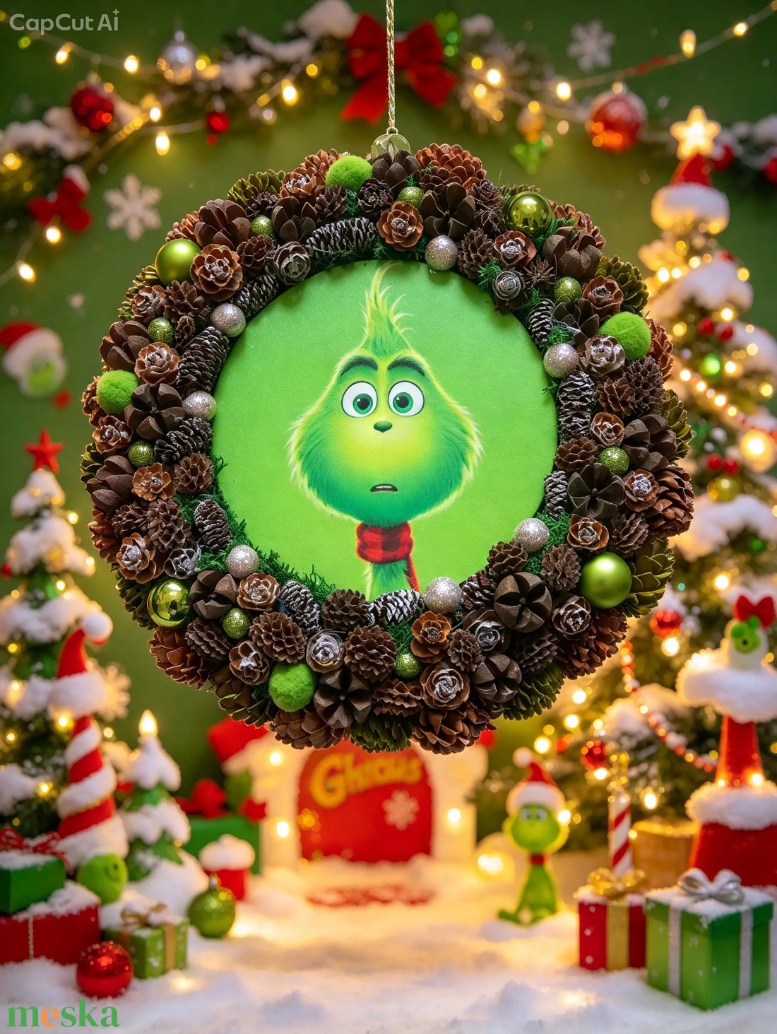 A Grinch  bekopogtatott - és idén marad is  - otthon & életmód - dekoráció - ajtó- és ablak dekoráció - ajtódísz & kopogtató - Meska.hu