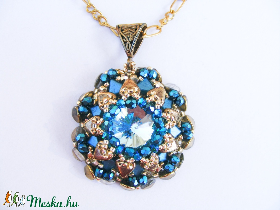 Türkiz zöld és arany színű medál -  - Meska.hu