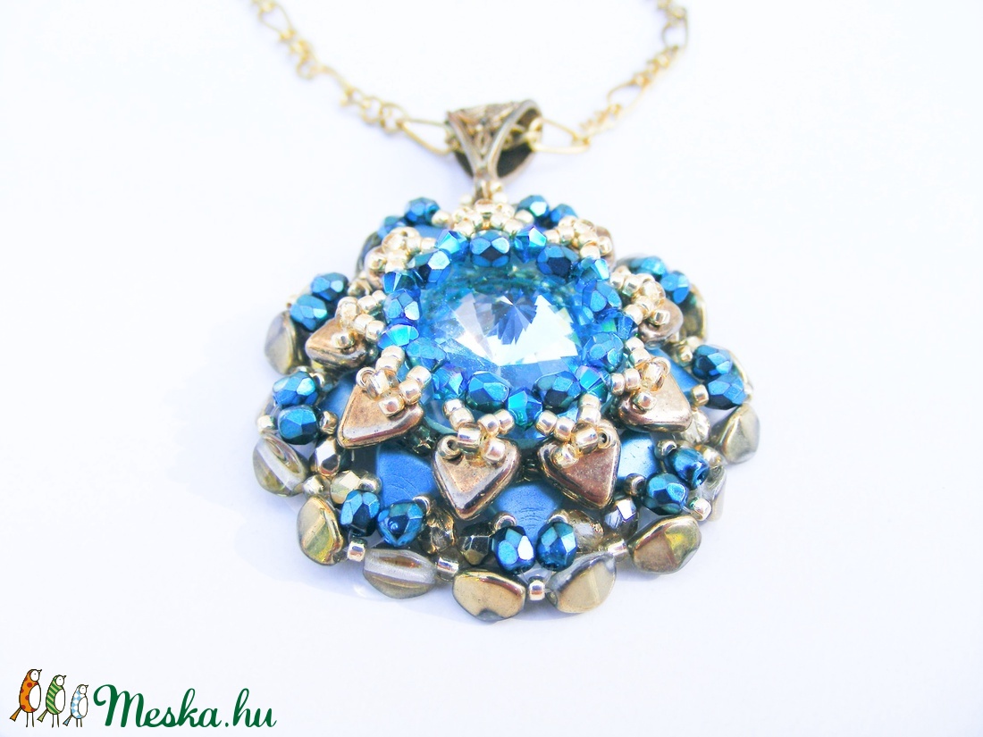 Türkiz zöld és arany színű medál -  - Meska.hu