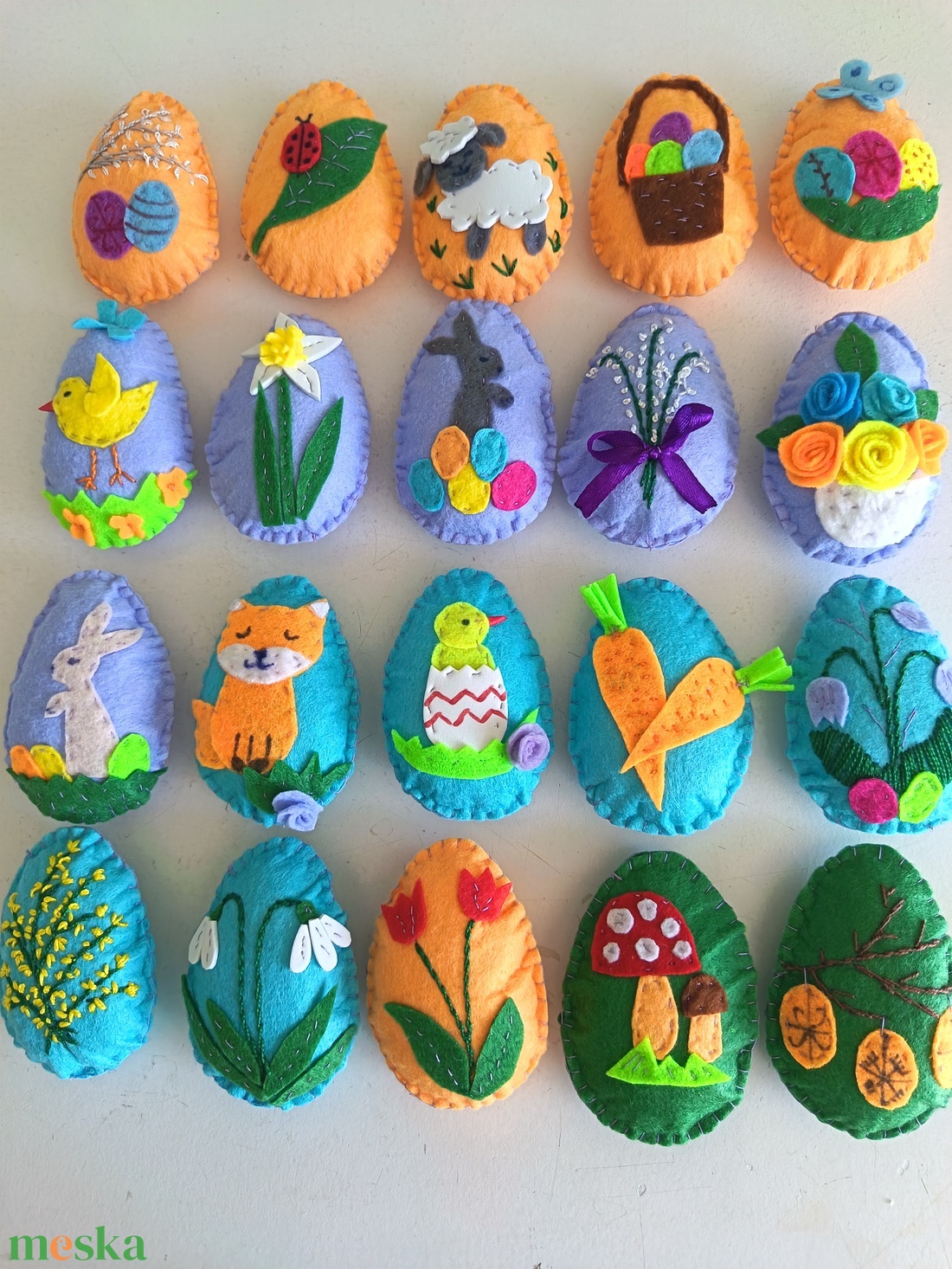 Húsvéti tojások filcből - ünnepi díszek, dekorációk - húsvéti díszek és dekorációk - húsvéti tojástartó - Meska.hu