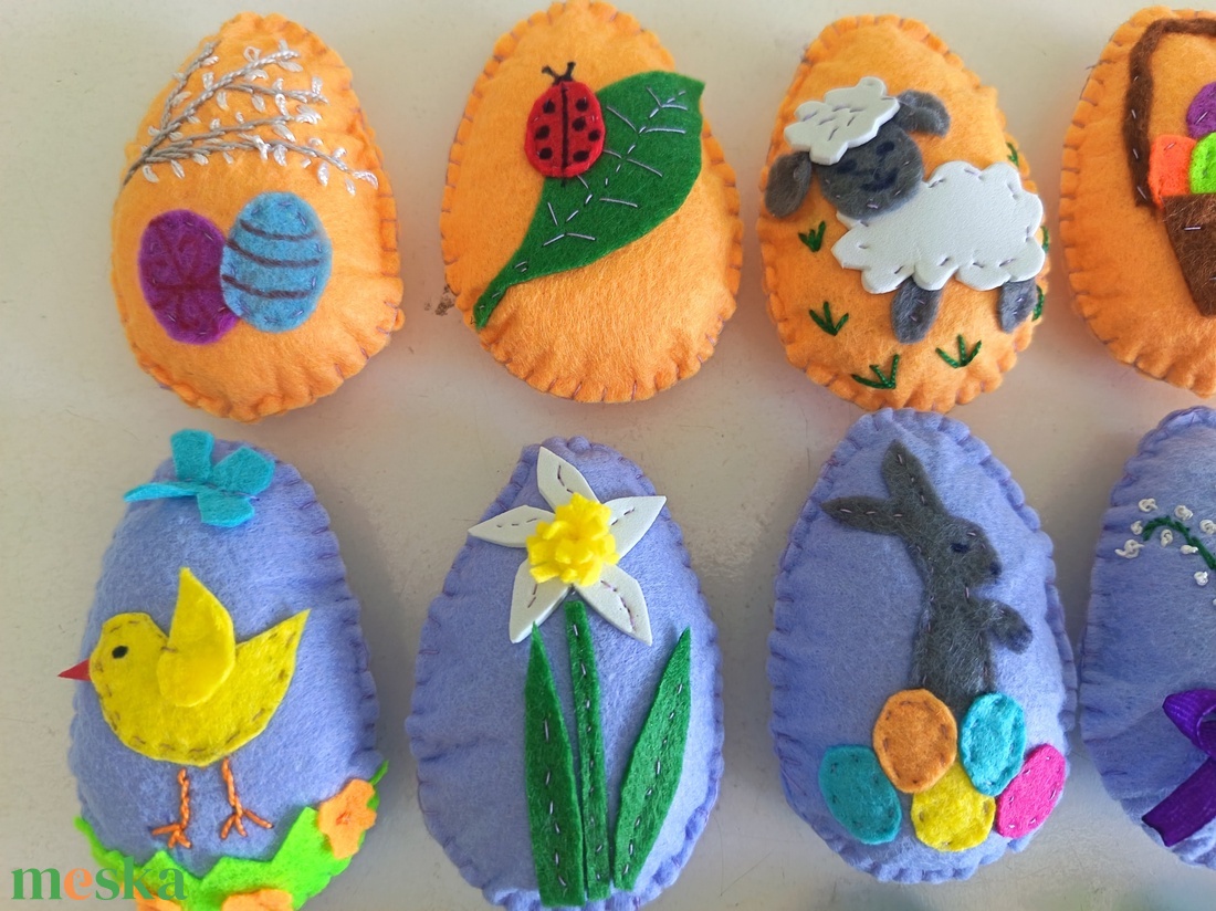 Húsvéti tojások filcből - ünnepi díszek, dekorációk - húsvéti díszek és dekorációk - húsvéti tojástartó - Meska.hu