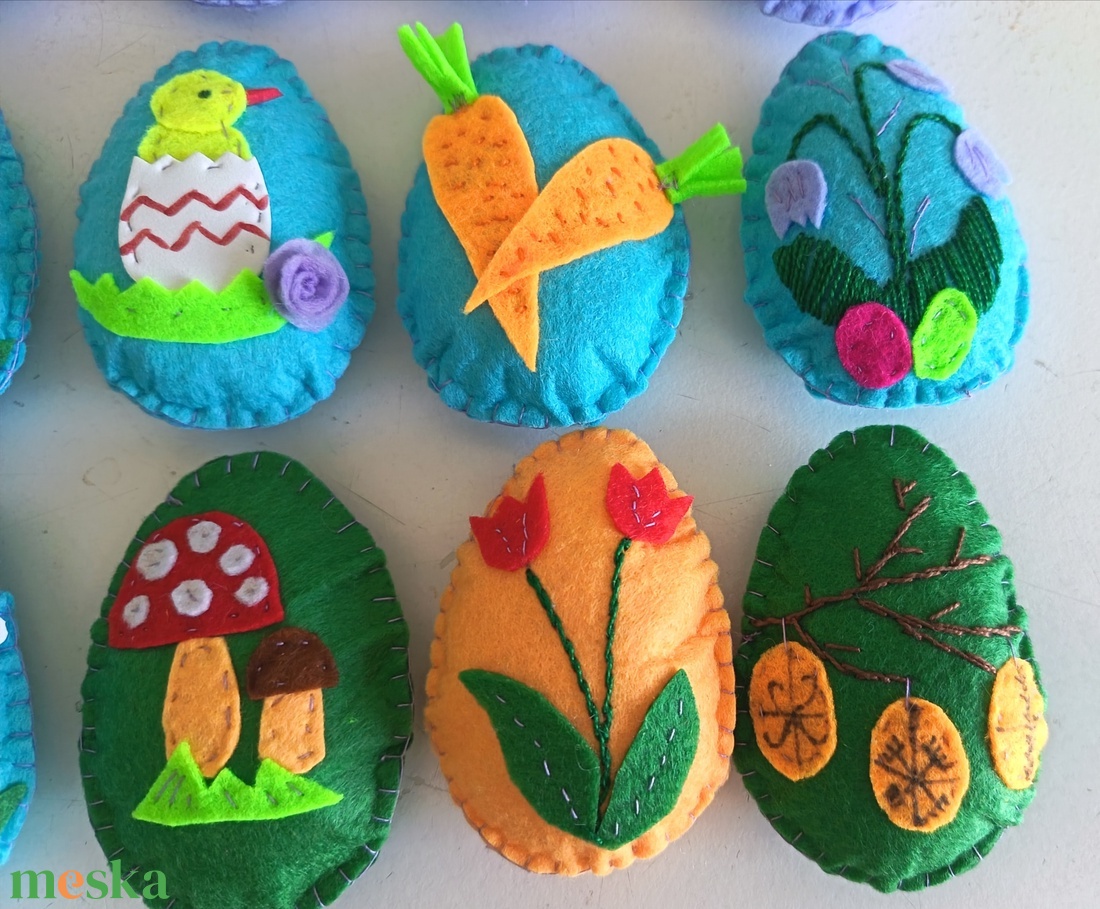 Húsvéti tojások filcből - ünnepi díszek, dekorációk - húsvéti díszek és dekorációk - húsvéti tojástartó - Meska.hu