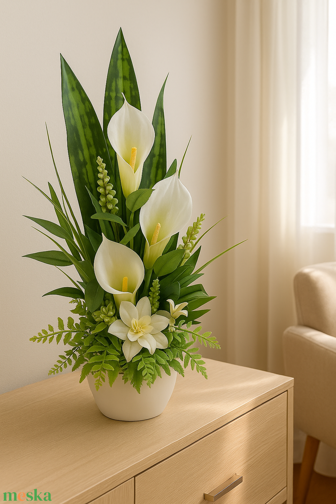 Krémfehér kála művirág kompozíció kaspóban elegáns zöld-fehér lakásdekoráció (45 cm magas) - otthon & életmód - dekoráció - asztal és polc dekoráció - asztaldísz - Meska.hu Krémfehér kála művirág kompozíció kaspóban elegáns zöld-fehér lakásdekoráció (45 cm magas) - otthon & életmód - dekoráció - asztal és polc dekoráció - asztaldísz - Meska.hu