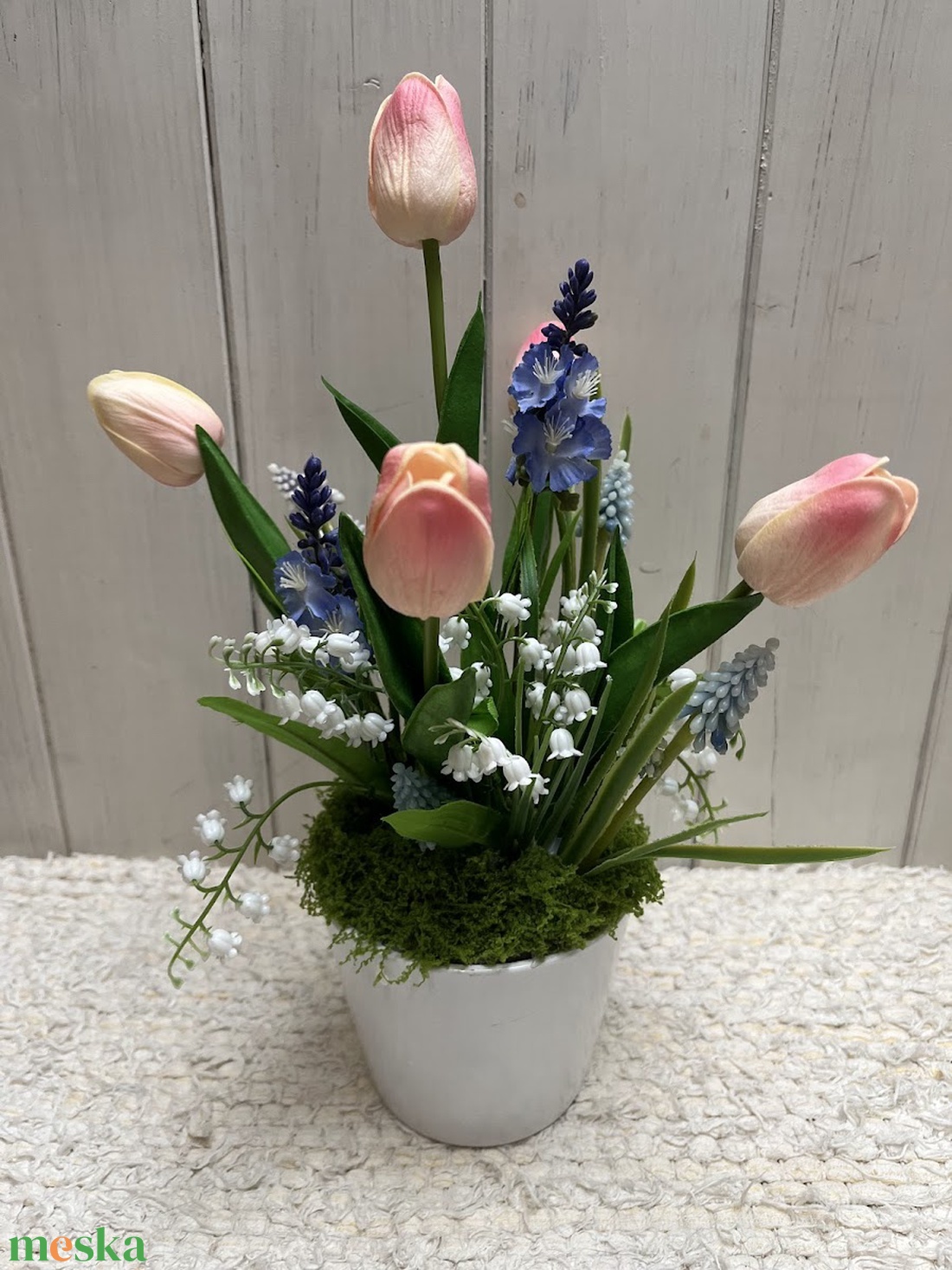 Tavaszi tulipános asztaldísz - otthon & életmód - dekoráció - asztal és polc dekoráció - asztaldísz - Meska.hu