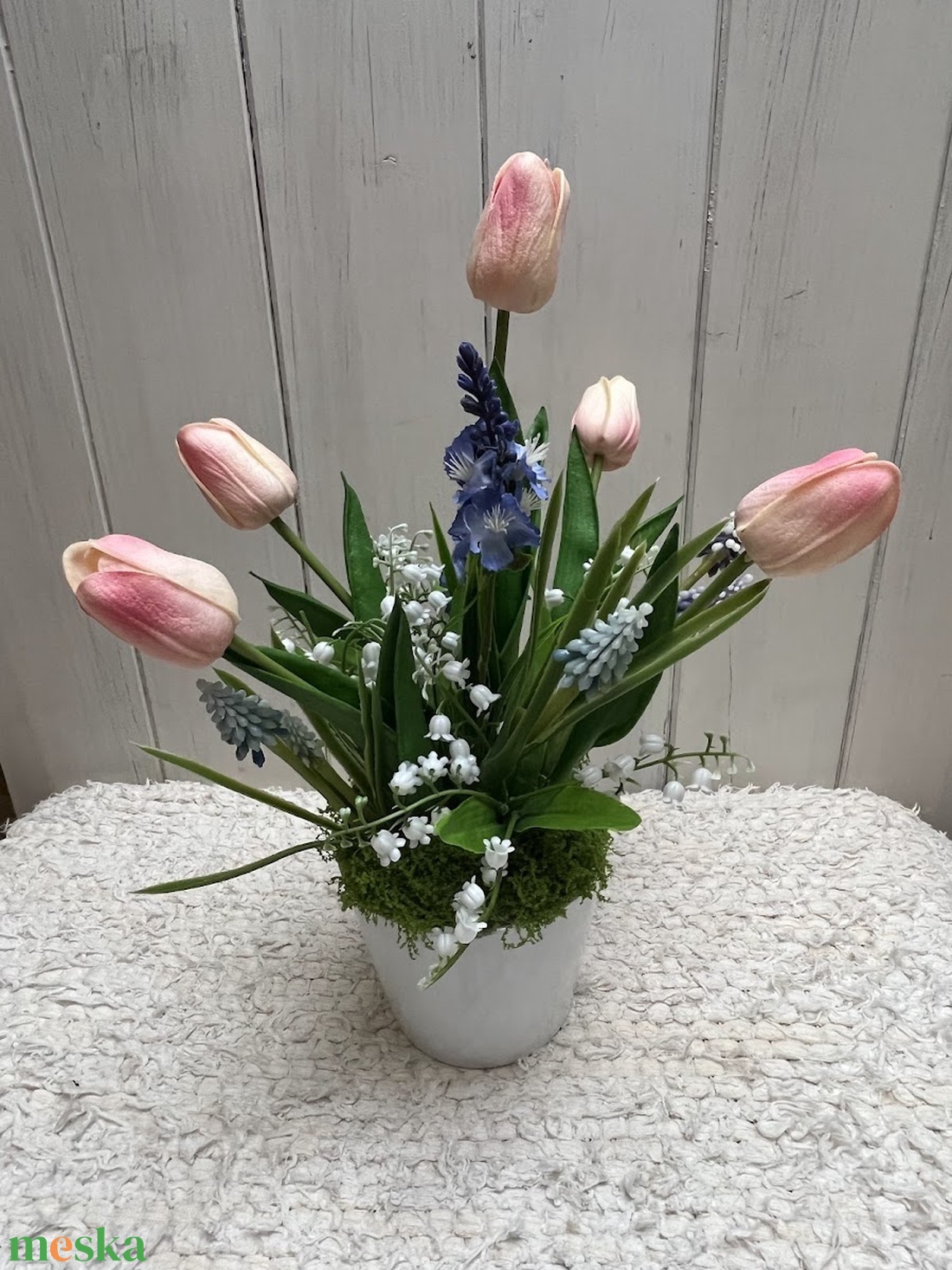 Tavaszi tulipános asztaldísz - otthon & életmód - dekoráció - asztal és polc dekoráció - asztaldísz - Meska.hu