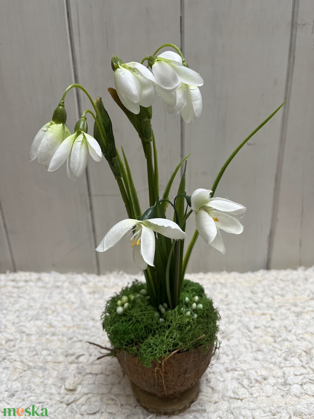 Hóvirágos tavaszi asztaldísz � élethű kézműves dekoráció - otthon & életmód - dekoráció - asztal és polc dekoráció - asztaldísz - Meska.hu