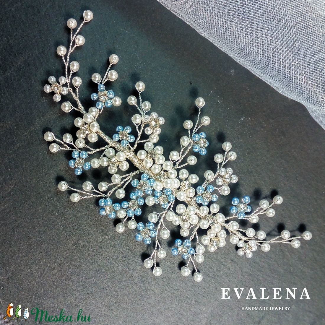 Swarovski gyöngyös kék virágos hajdísz - esküvő - hajdísz - kontydísz & hajdísz - Meska.hu Swarovski gyöngyös kék virágos hajdísz - esküvő - hajdísz - kontydísz & hajdísz - Meska.hu