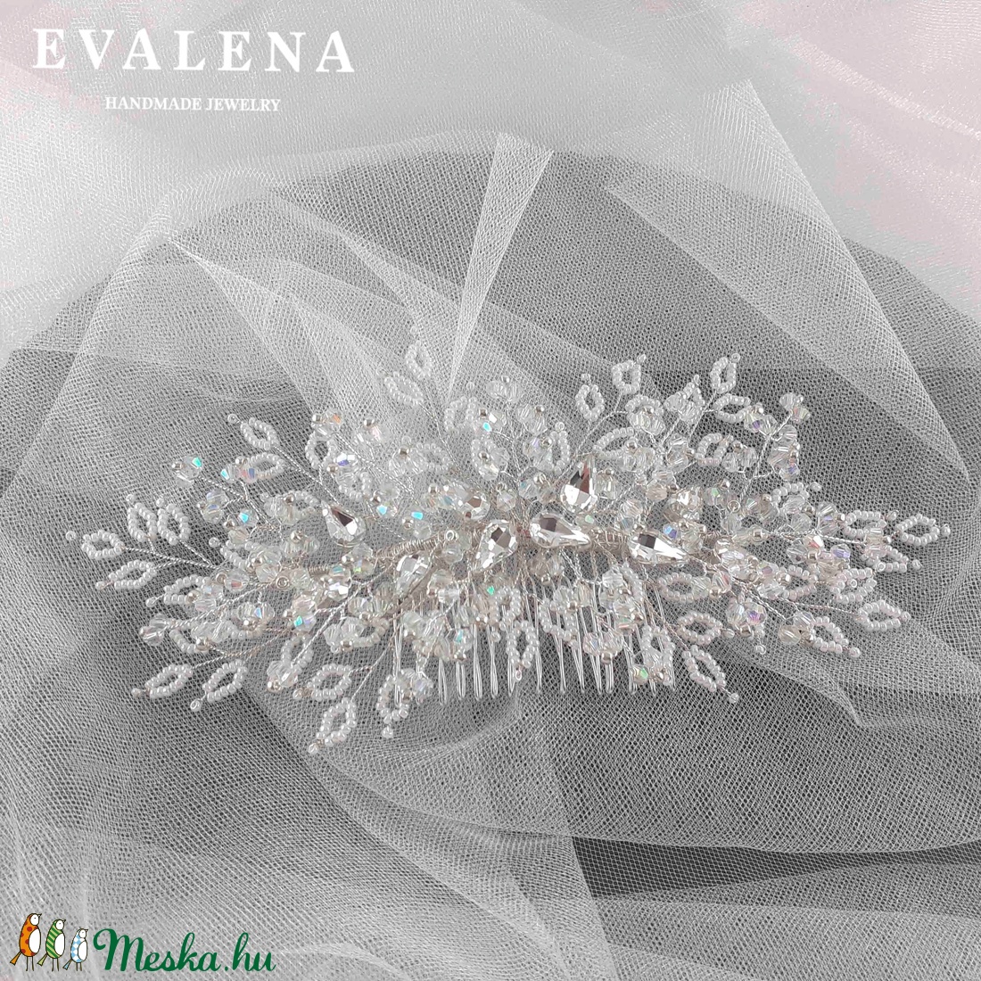 Menyasszonyi fejdísz gyöngy levelekkel - esküvő - hajdísz - fésűs hajdísz - Meska.hu