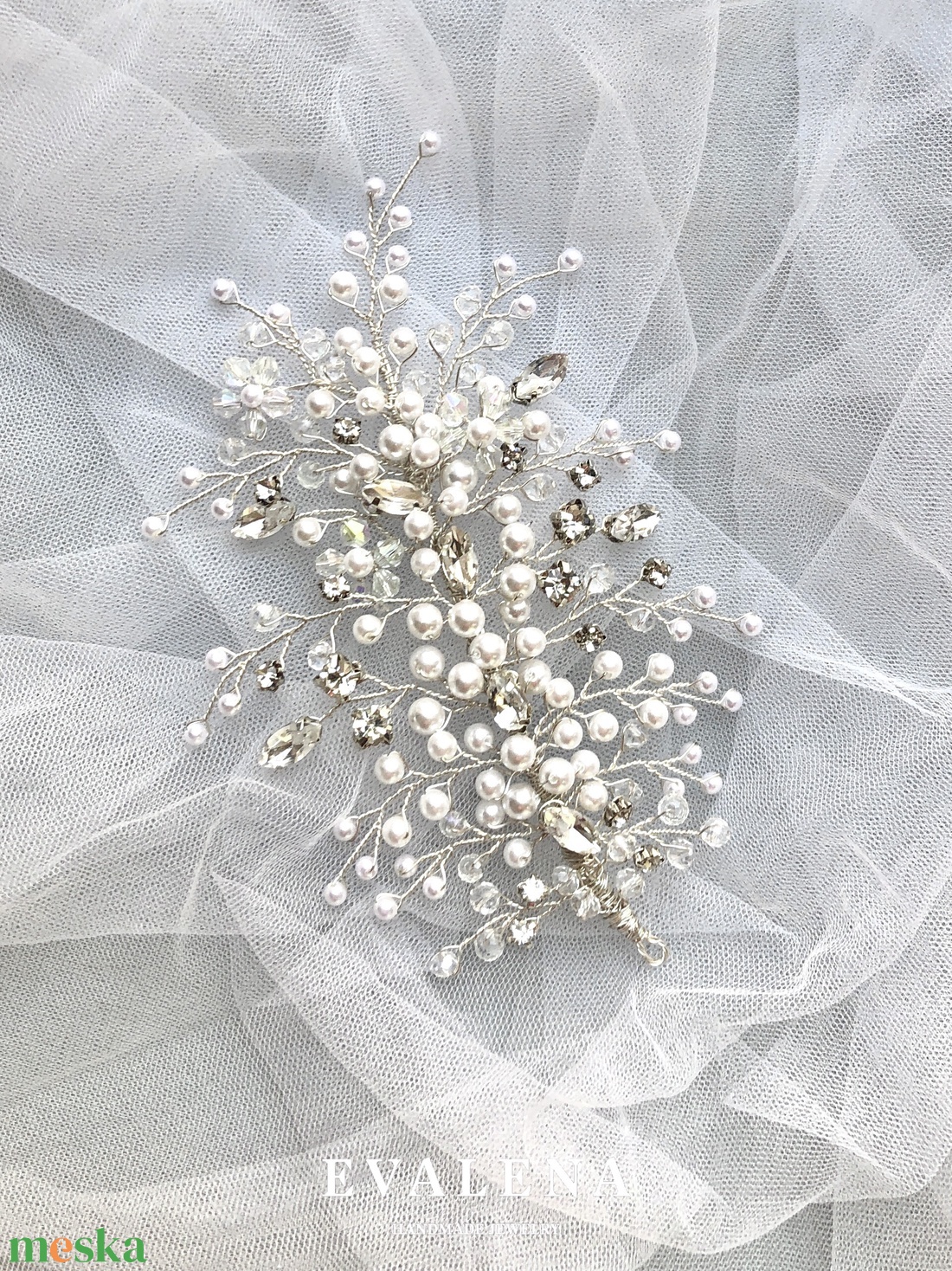 Gyöngyös-kristályos hajékszer - esküvő - hajdísz - kontydísz & hajdísz - Meska.hu