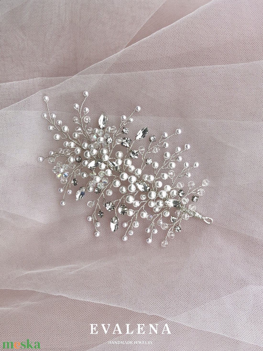 Gyöngyös-kristályos hajékszer - esküvő - hajdísz - kontydísz & hajdísz - Meska.hu