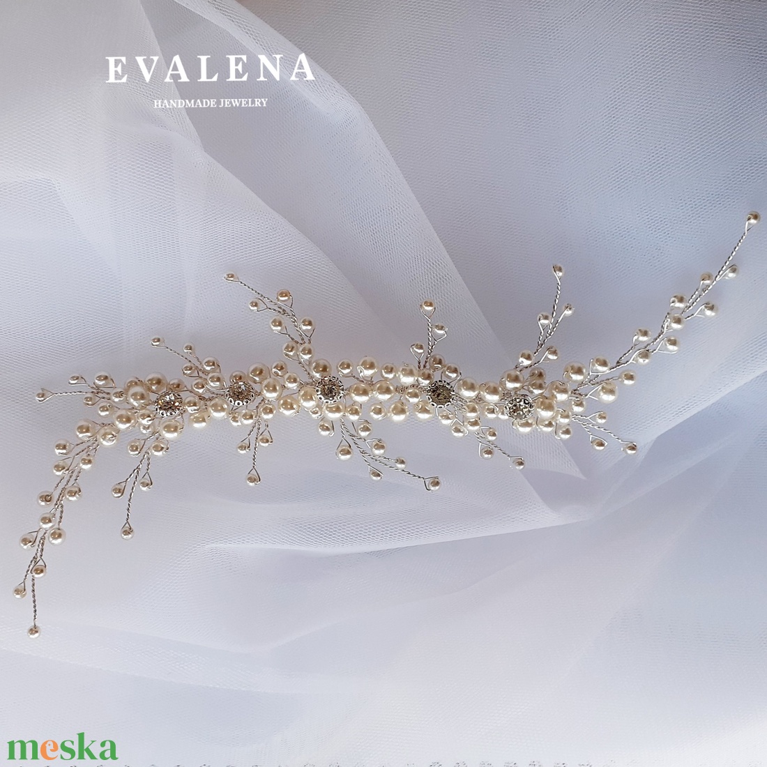 Ivory színű gyöngyös hajékszer - esküvő - hajdísz - kontydísz & hajdísz - Meska.hu