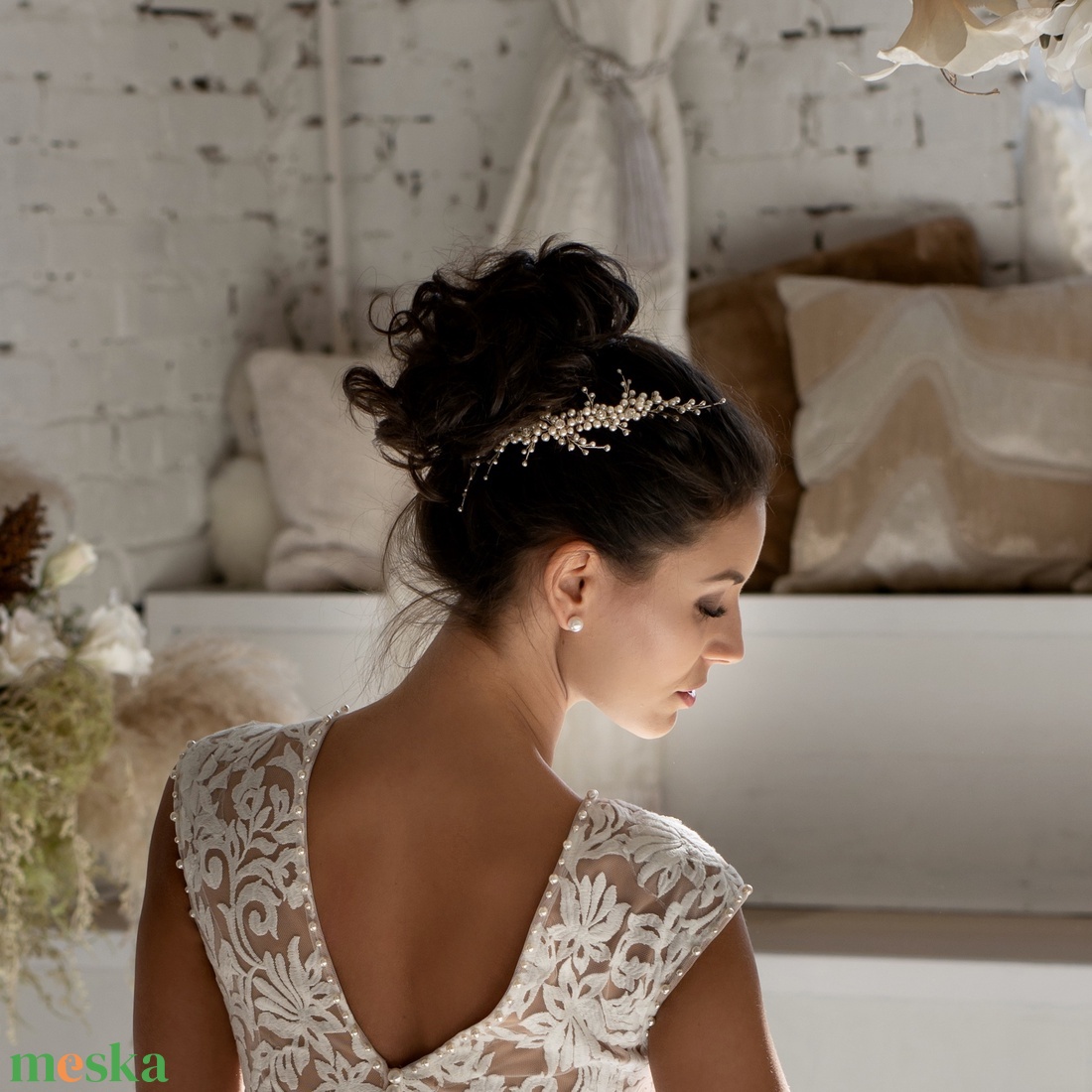 Ivory színű gyöngyös hajékszer - esküvő - hajdísz - kontydísz & hajdísz - Meska.hu