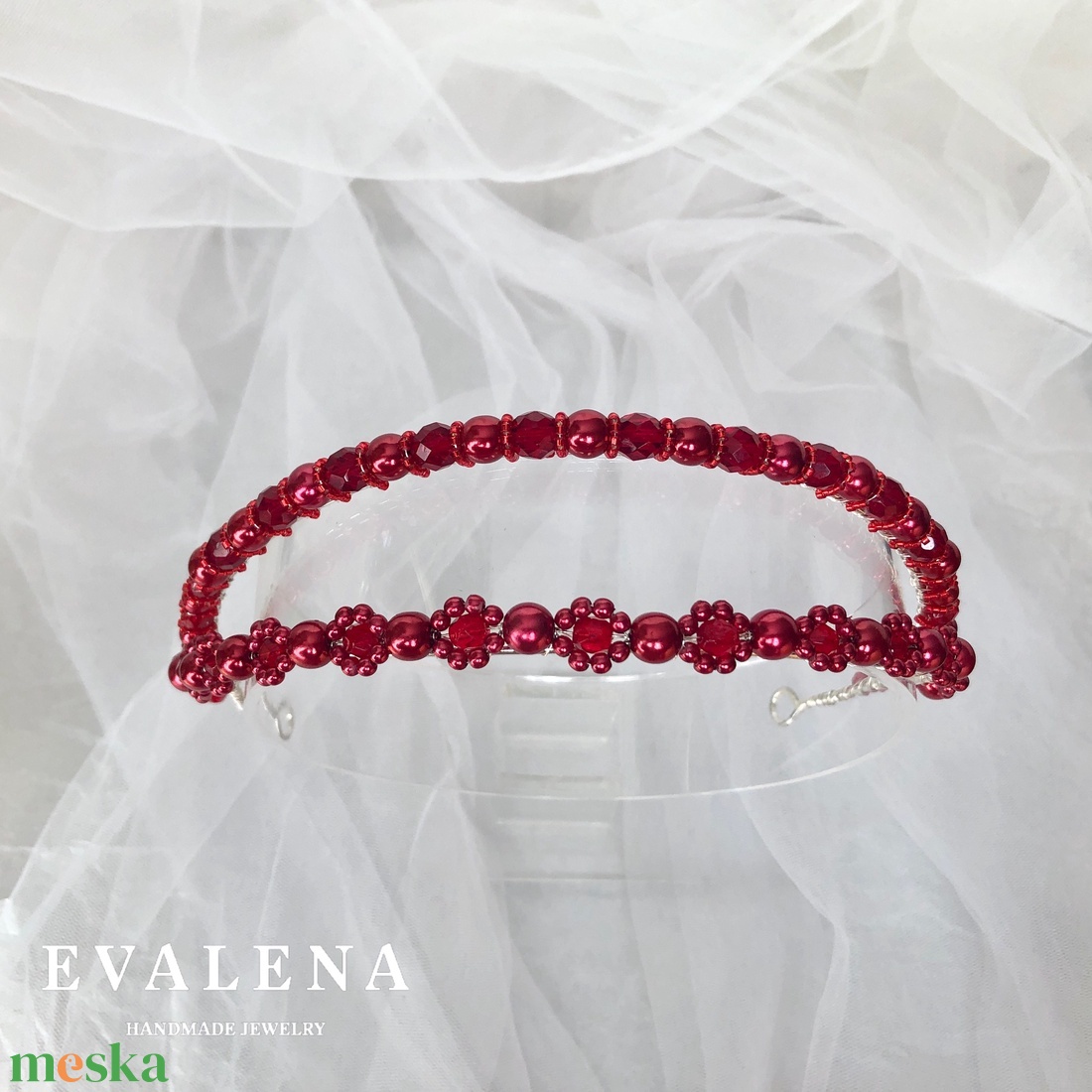 Dupla soros menyecske fejpánt - esküvő - hajdísz - hajpánt - Meska.hu