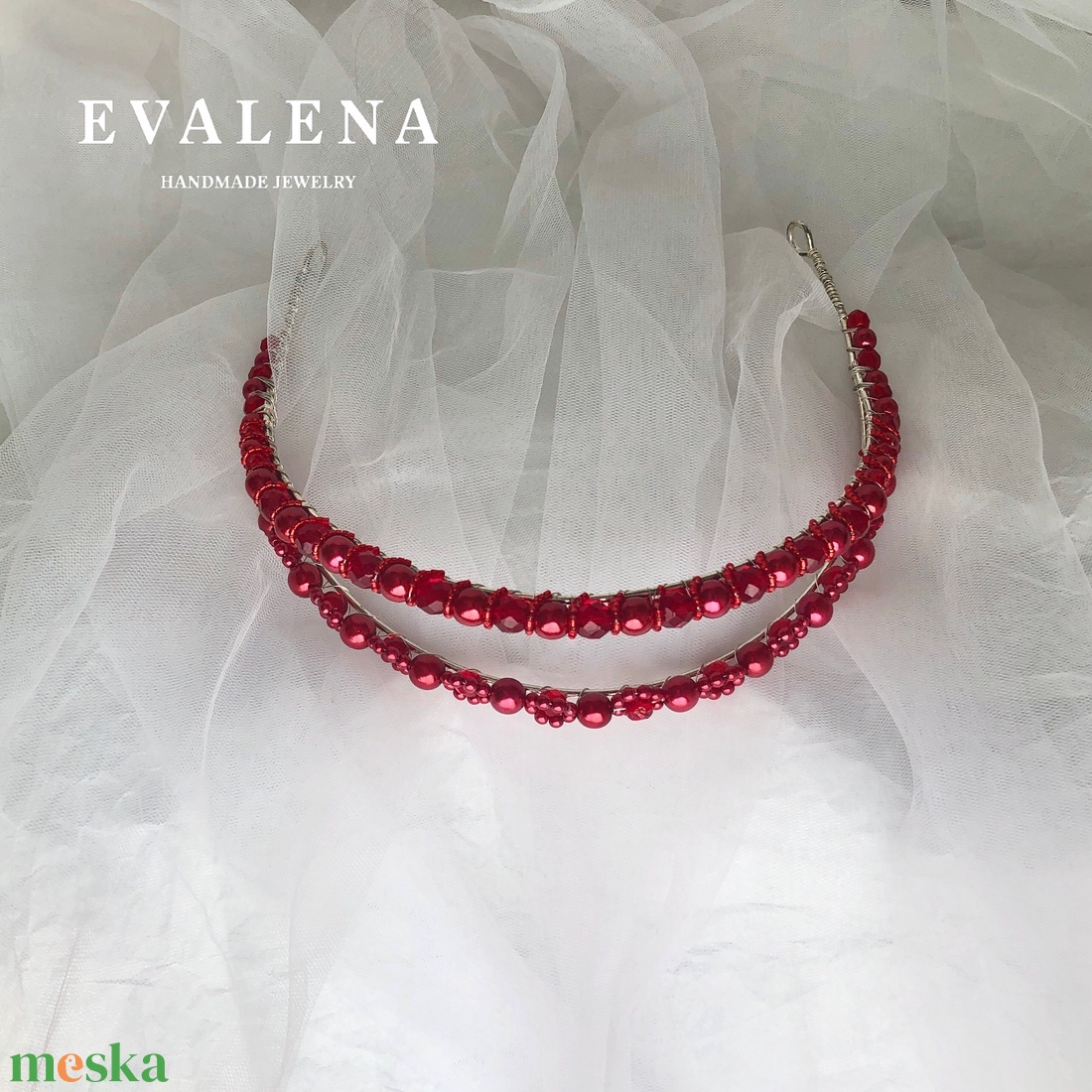 Dupla soros menyecske fejpánt - esküvő - hajdísz - hajpánt - Meska.hu