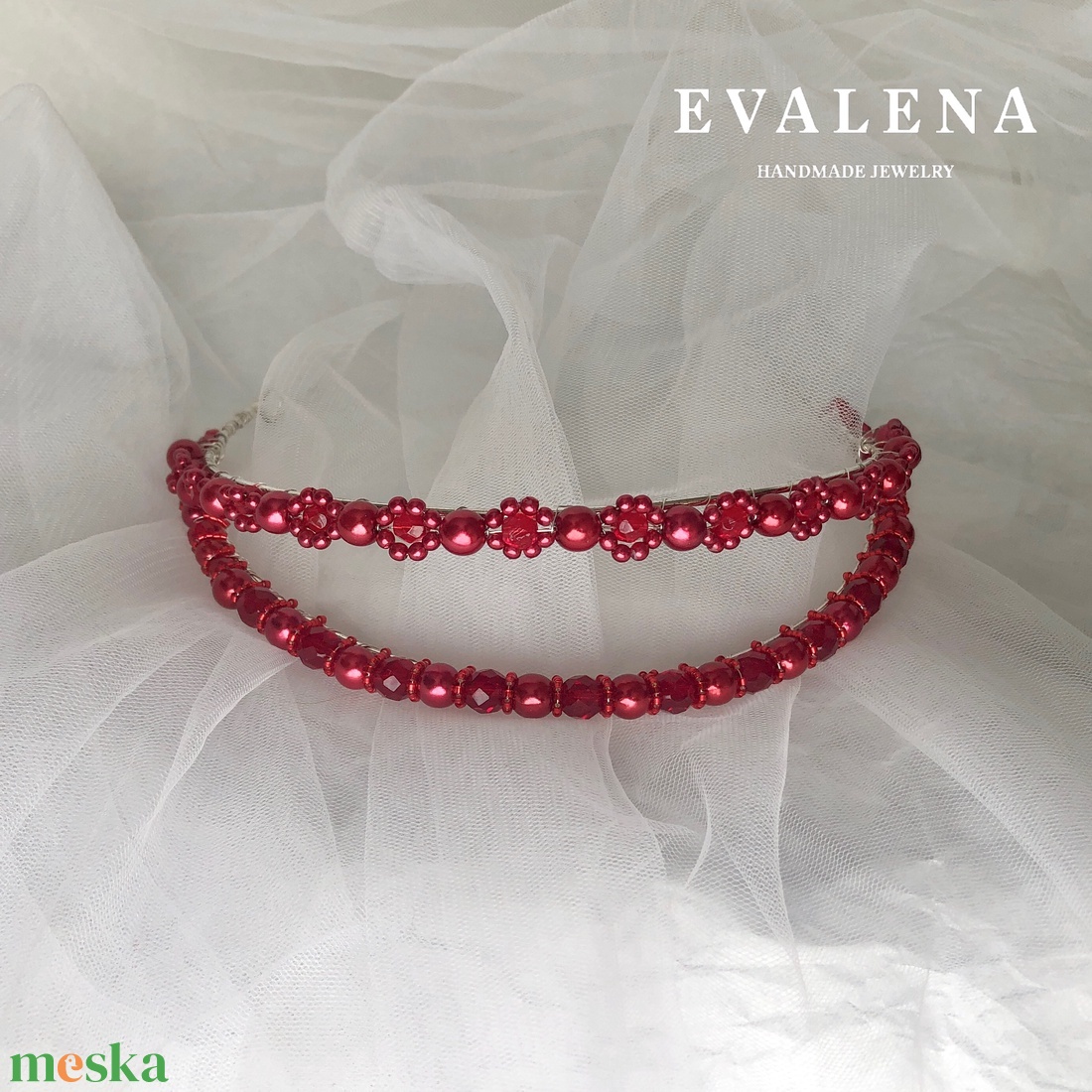 Dupla soros menyecske fejpánt - esküvő - hajdísz - hajpánt - Meska.hu