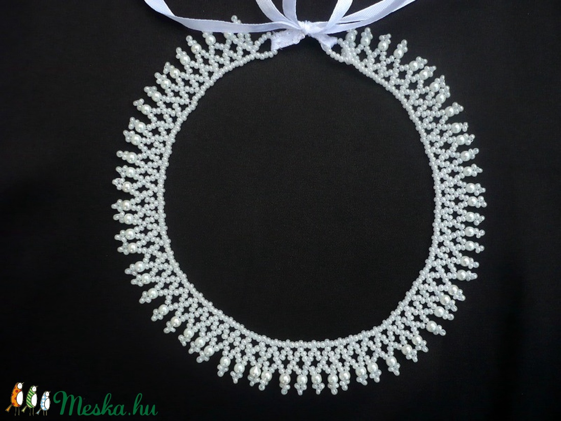 fehér alkalmi kislány gyermek gyöngynyaklánc keresztelő, elsőáldozás, esküvő, koszorúslány ajándék -  - Meska.hu