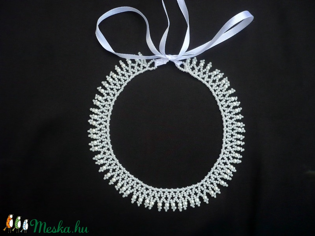 fehér alkalmi kislány gyermek gyöngynyaklánc keresztelő, elsőáldozás, esküvő, koszorúslány ajándék -  - Meska.hu