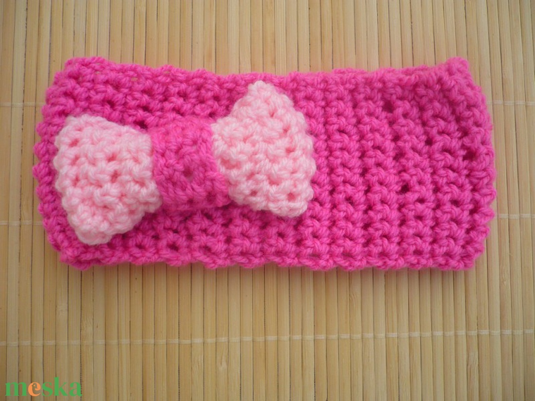 kislány, gyerek lila-rózsaszín horgolt hajpánt fejpánt fülmelegítő - ruha & divat - gyerekruha - Meska.hu