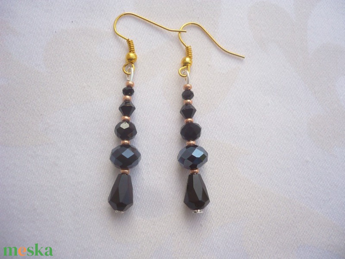 fekete-arany alkalmi csipkeszerű gyöngy nyakék-fülbevaló szett, szilveszter, karácsony, gyöngynyaklánc, ajándék - ékszer - nyaklánc - nyakpánt, gallér - Meska.hu